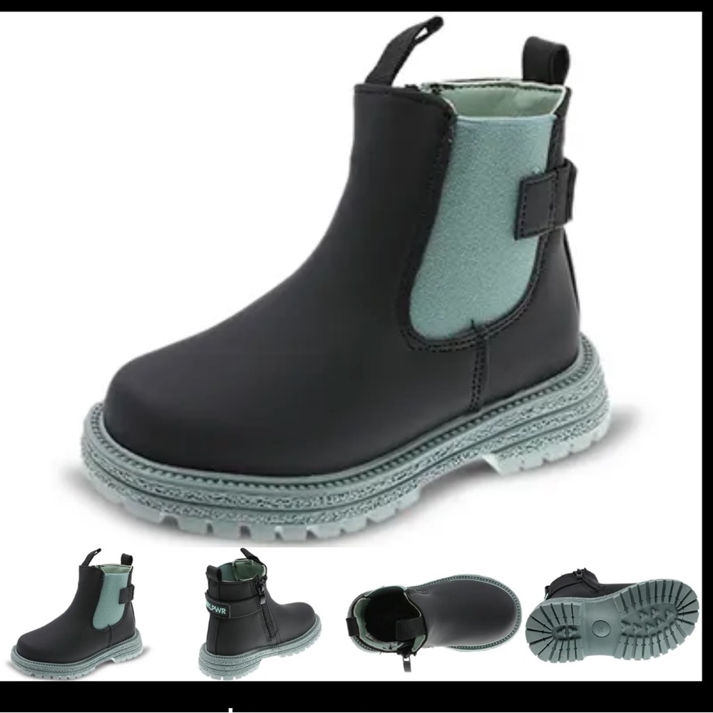 Kids Black and Green Boots